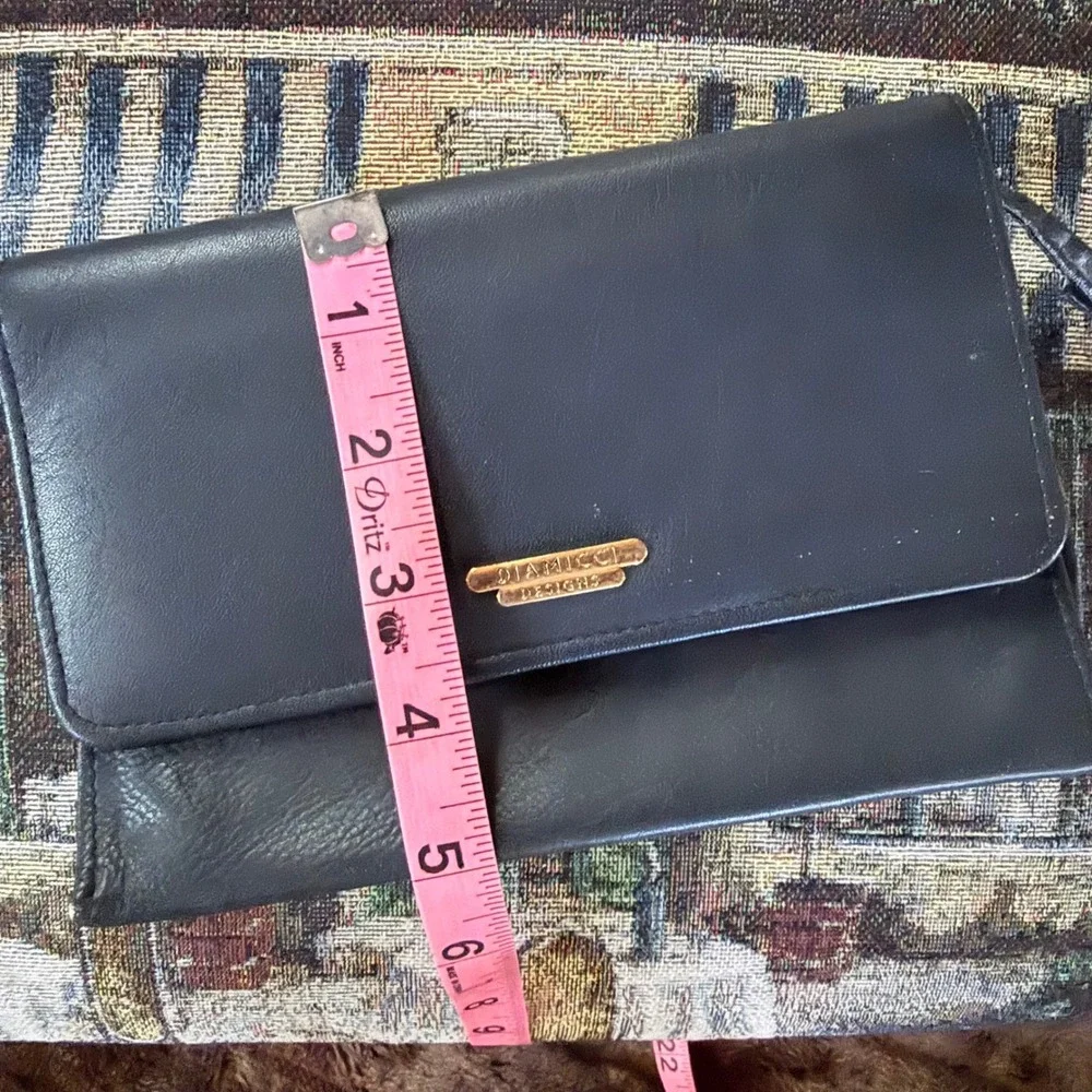 Vintage Diamicci‎ Designs Navy Blue Genuine Leather Wallet Clutch Organizer